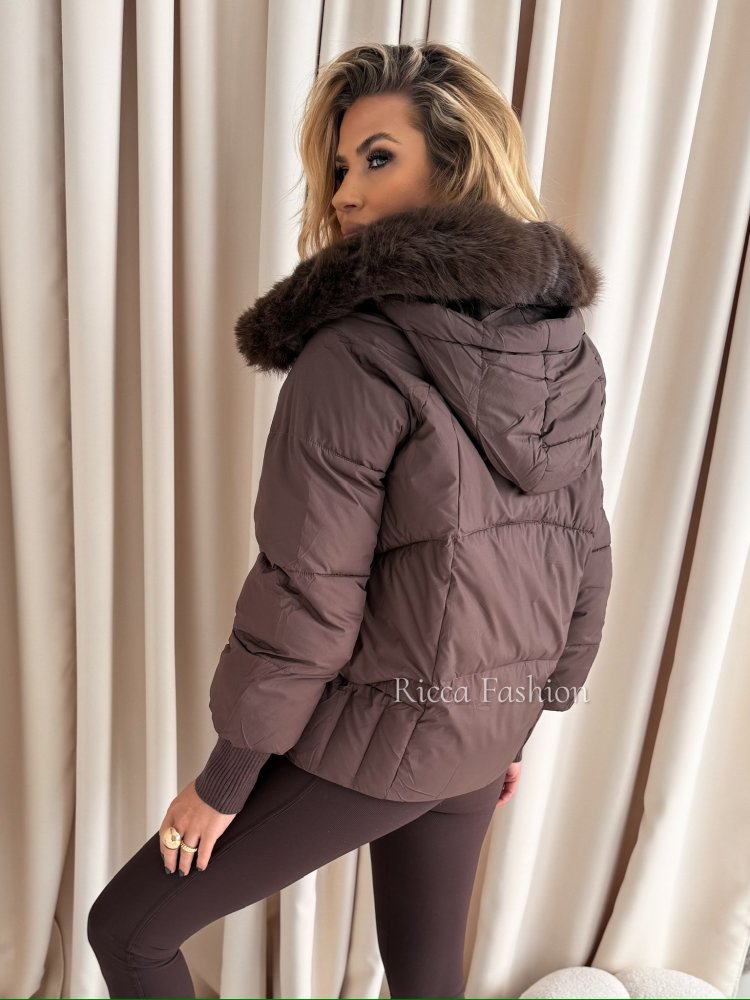 Kurtka zimowa pikowana ELORA, chocolate