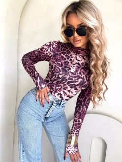 Bluzka SECOND SKIN, pantera/róż