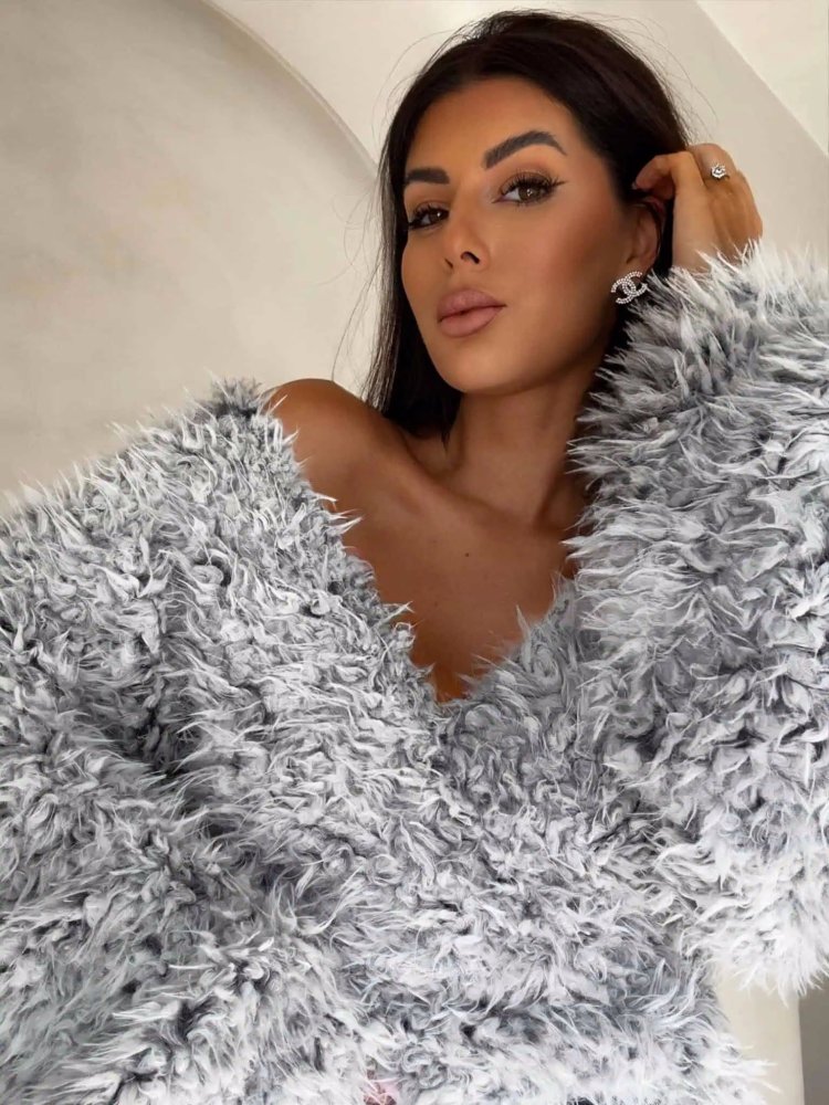 Bluzka KAIRA SHAGGY, szara