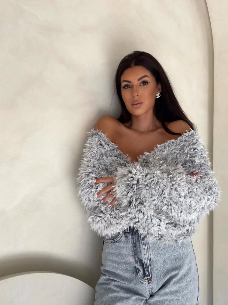 Bluzka KAIRA SHAGGY, szara