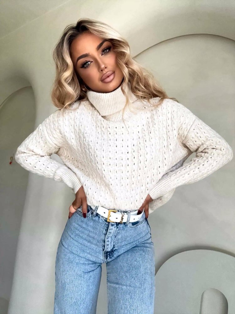 Sweter golf INKO, jasny beż