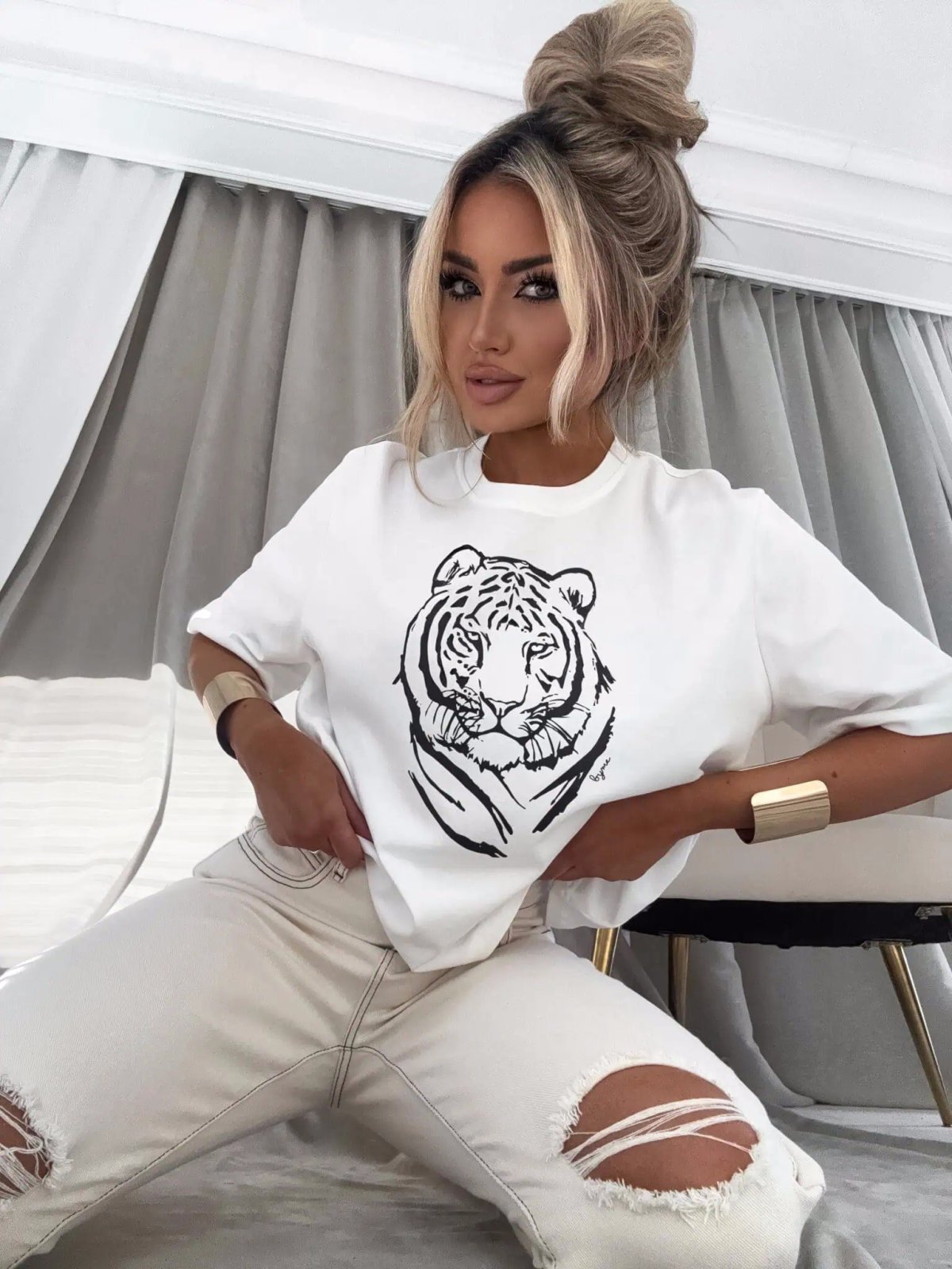 T-shirt TYGRYS, ecru