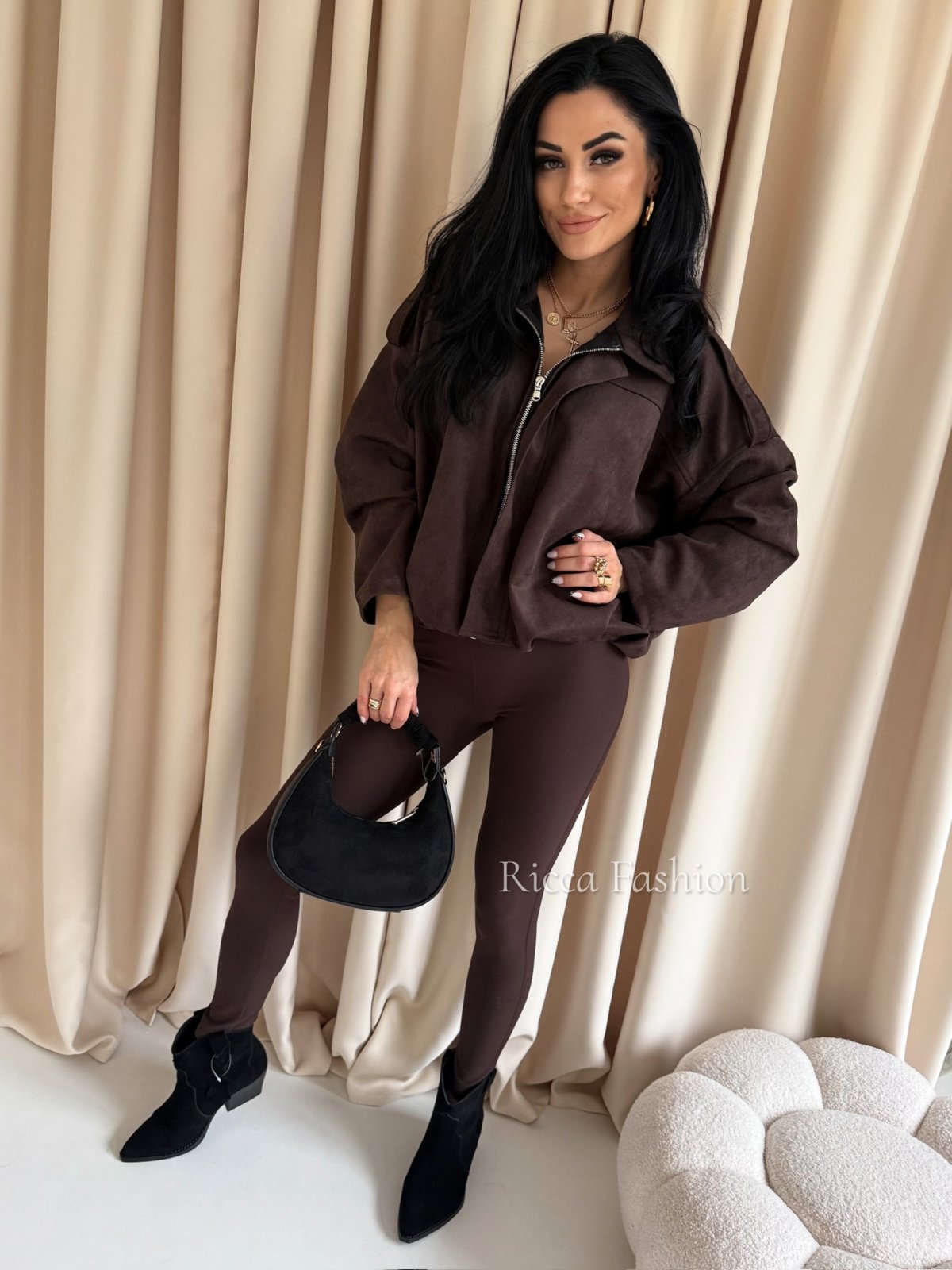 Kowbojki/botki skórzane zamszowe COLORADO, black