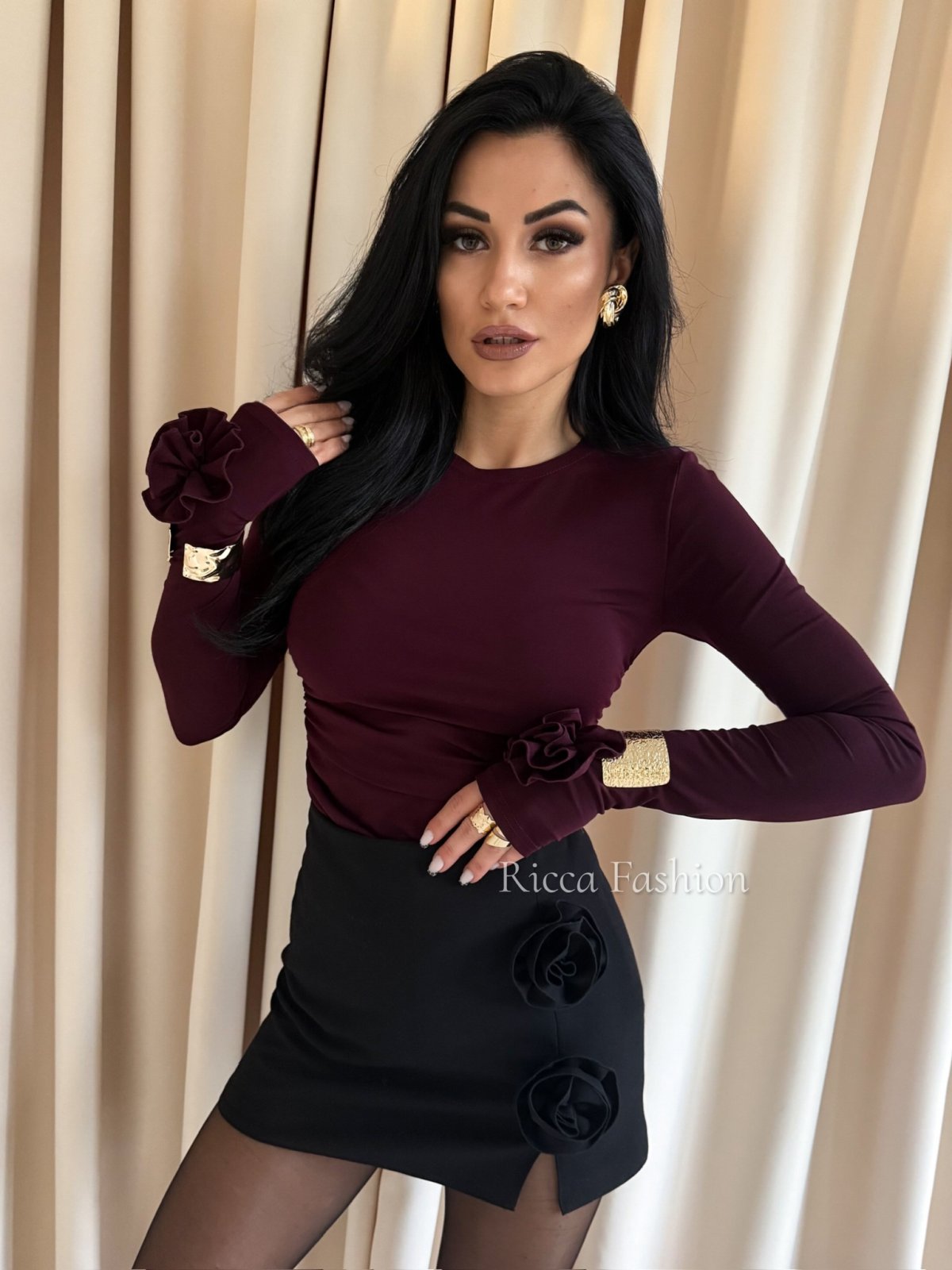 Bluzka z wiskozą premium ROSINA, burgund