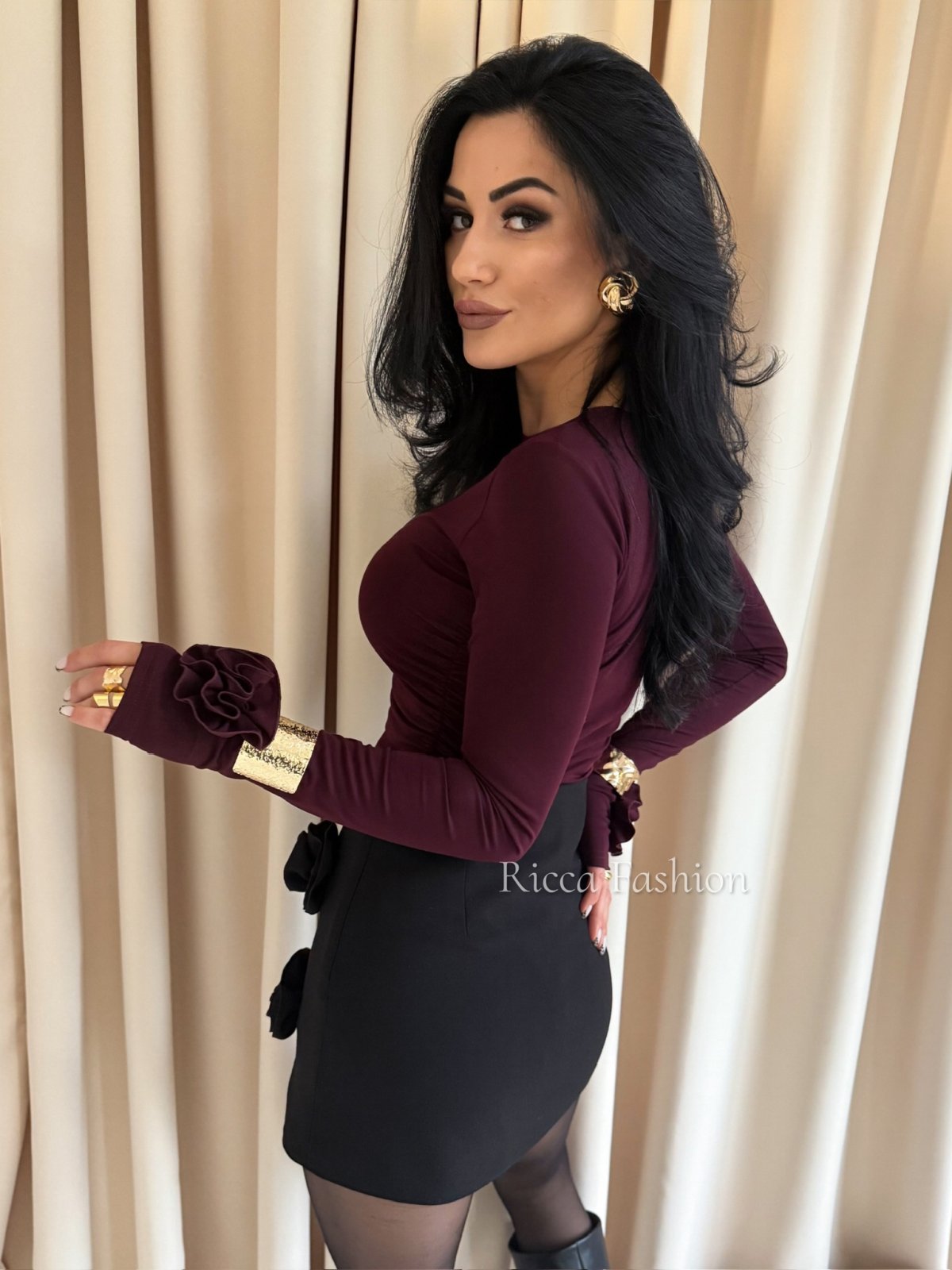 Bluzka z wiskozą premium ROSINA, burgund