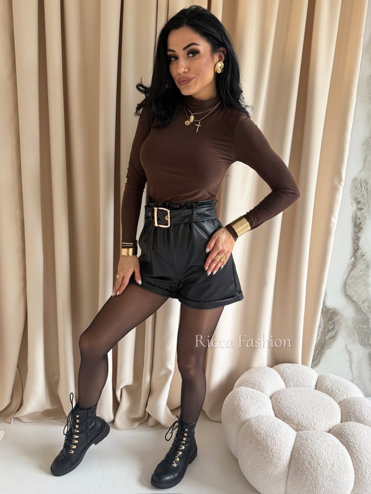 Bluzka/golfik premium MILAN, chocolate