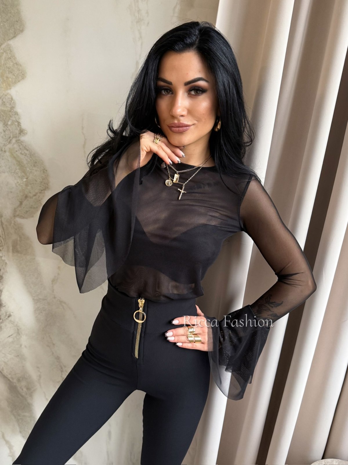 Bluzka siateczkowa MARGARITTA, black