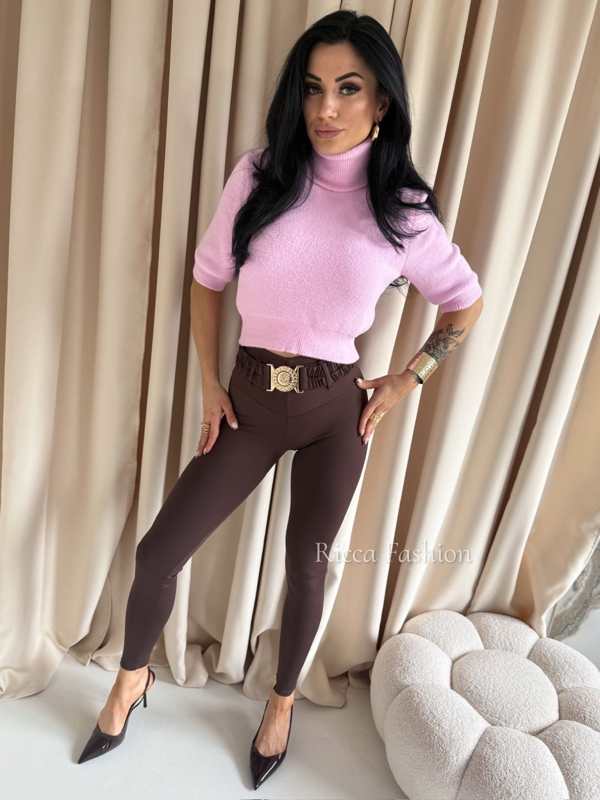 Legginsy z lycry AMARO, chocolate