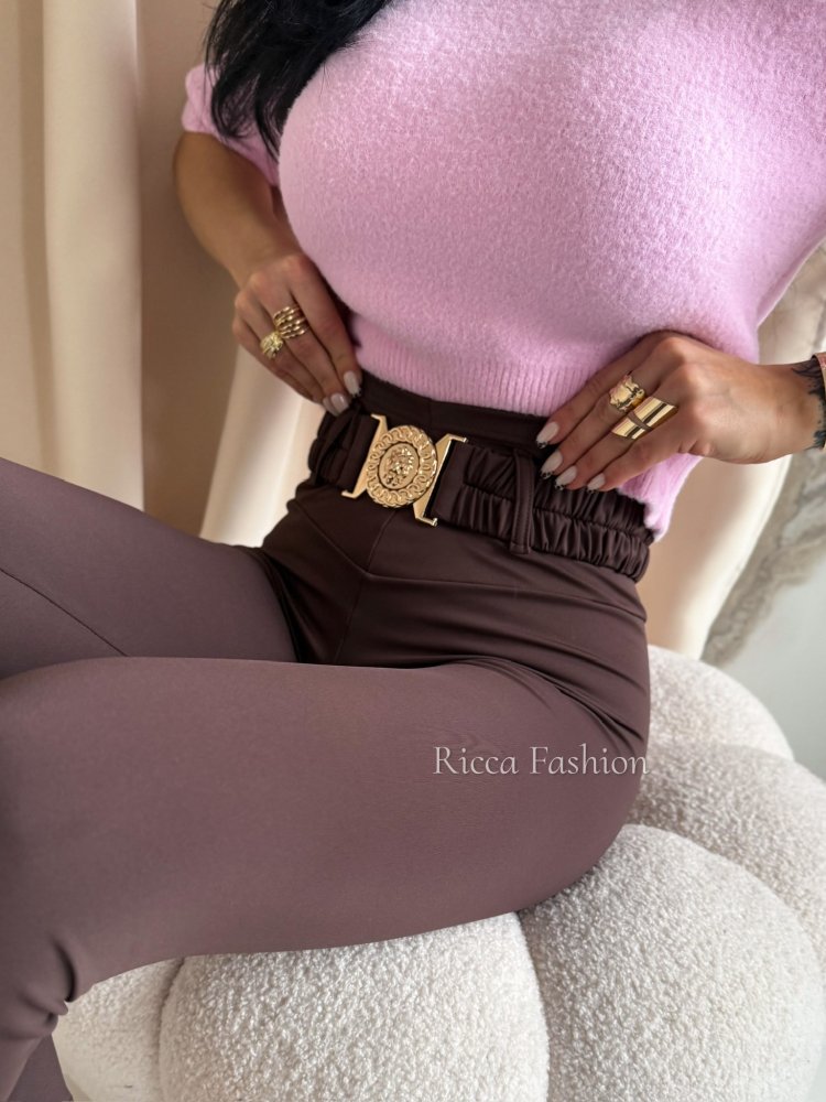 Legginsy z lycry AMARO, chocolate