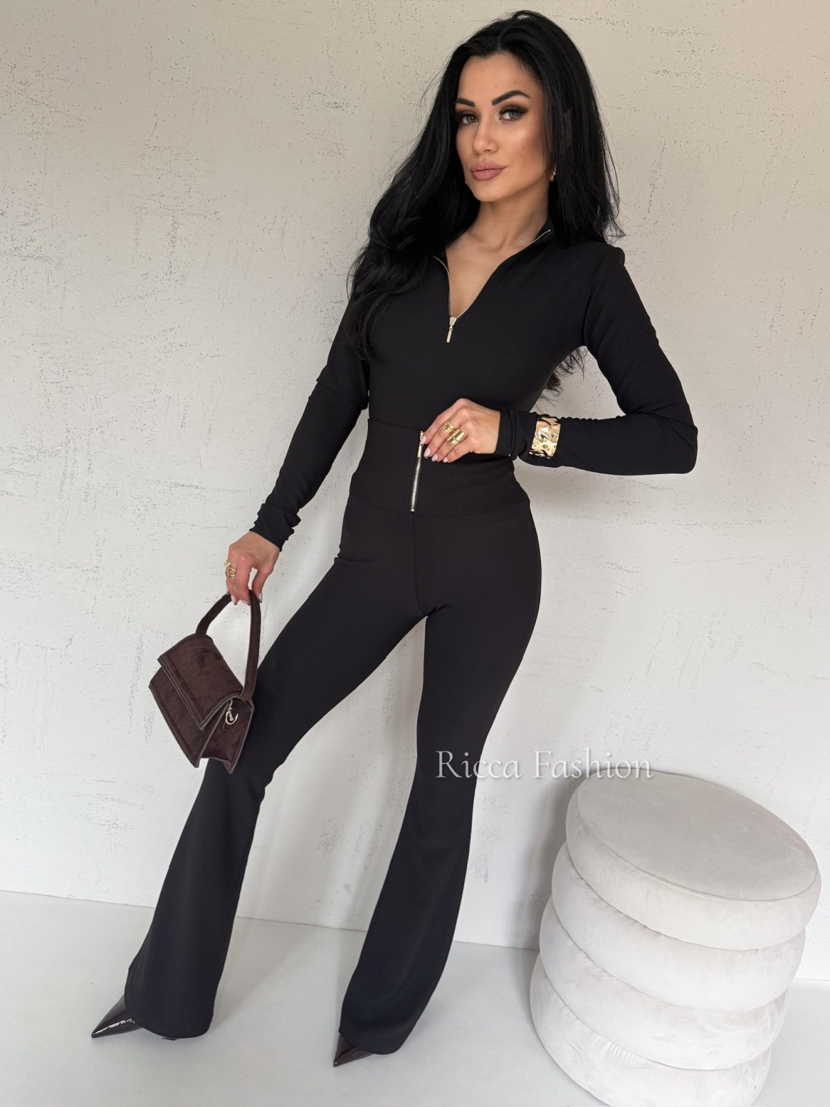 Komplet prążkowany premium MIRALOU, black