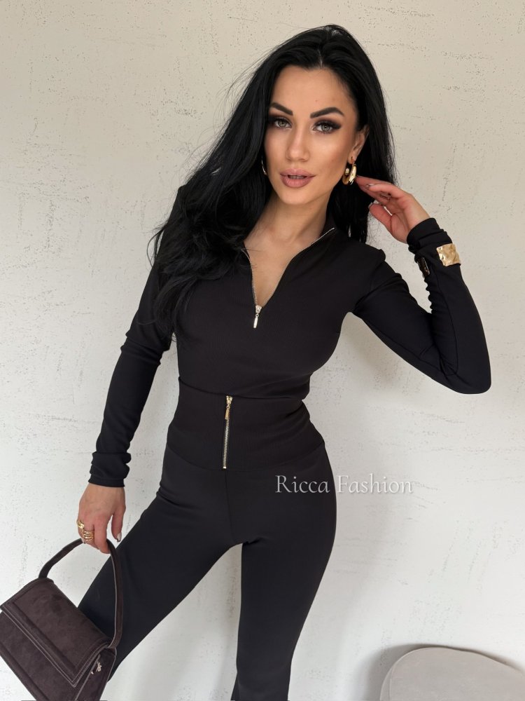 Komplet prążkowany premium MIRALOU, black