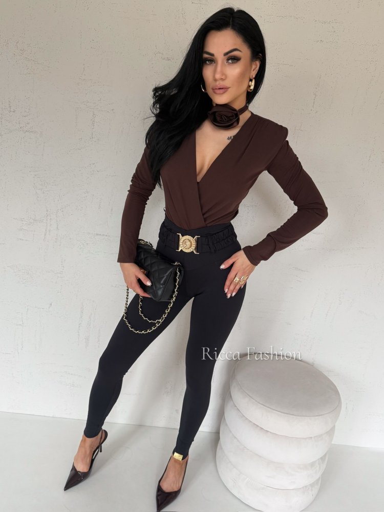 Body z chokerem MELISSE, chocolate