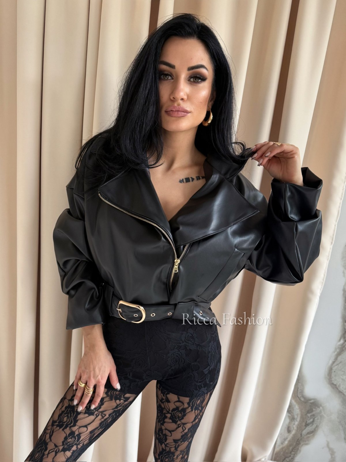 Ramoneska skórzana LUMINA, black