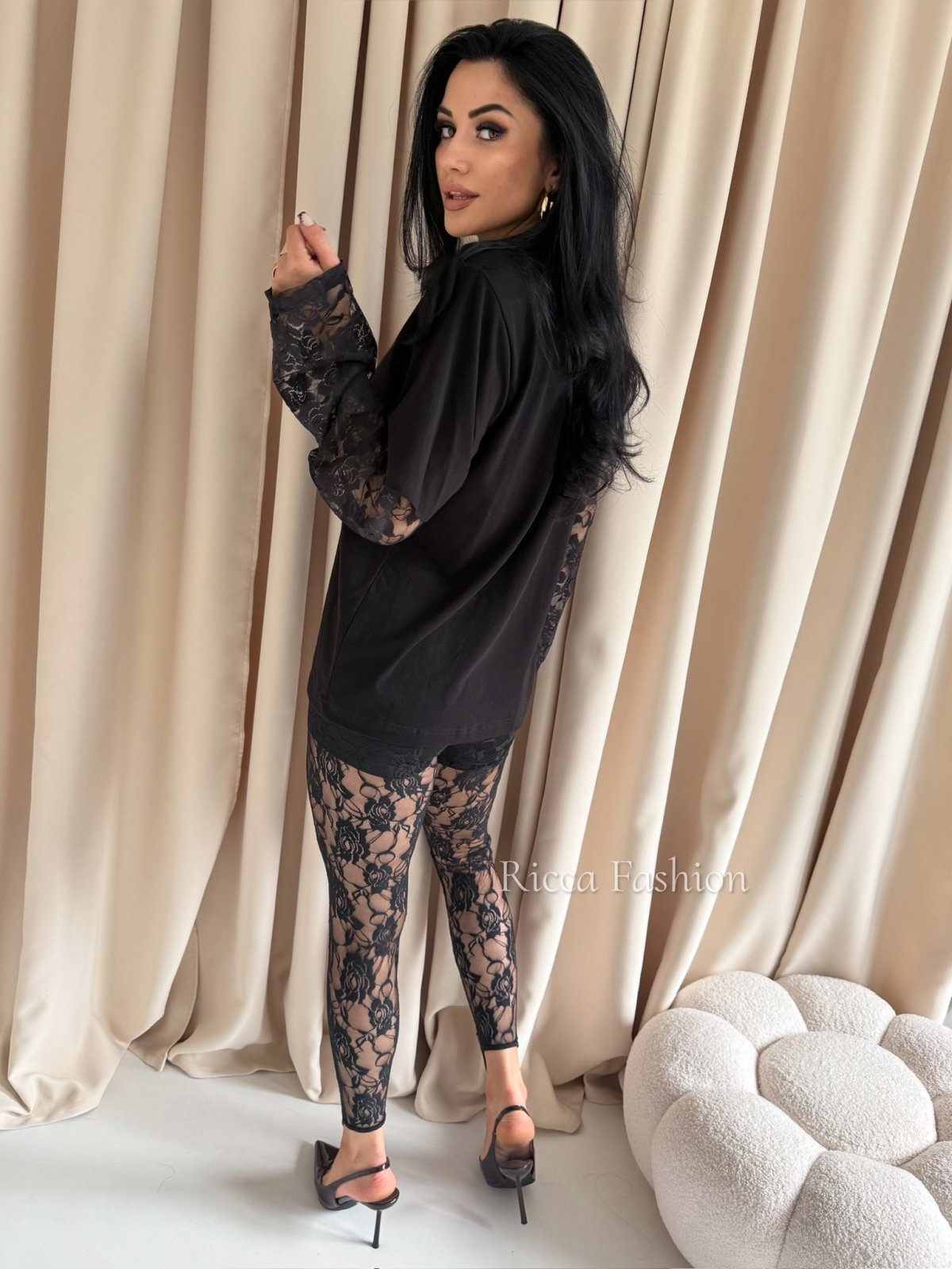 Bluzka z koronką ZAIRA, black