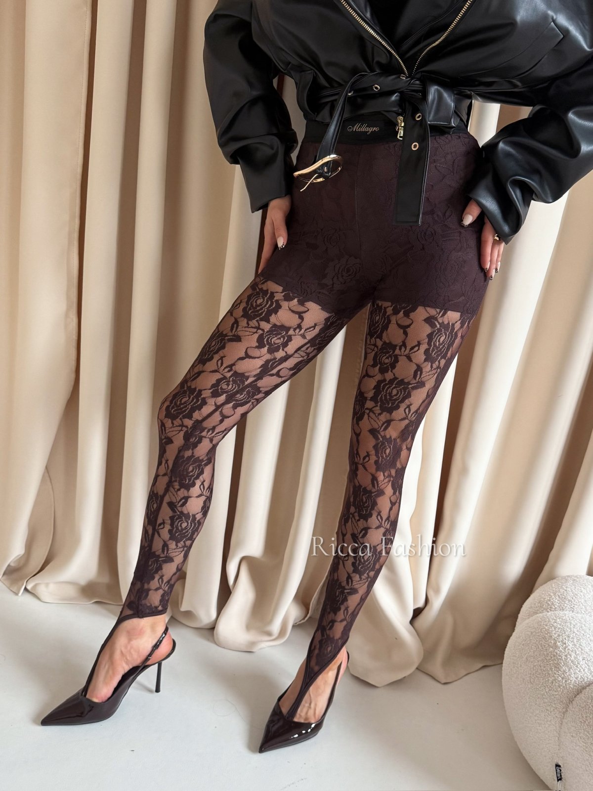 Legginsy koronkowe LACELY, chocolate