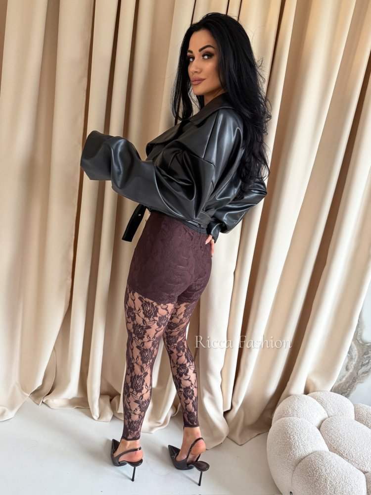 Legginsy koronkowe LACELY, chocolate