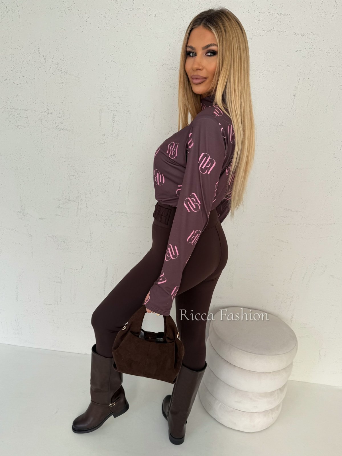 Bluzka/półgolf DORRI, mocca/pink