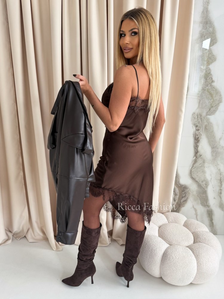 Sukienka satynowa SATINN, chocolate