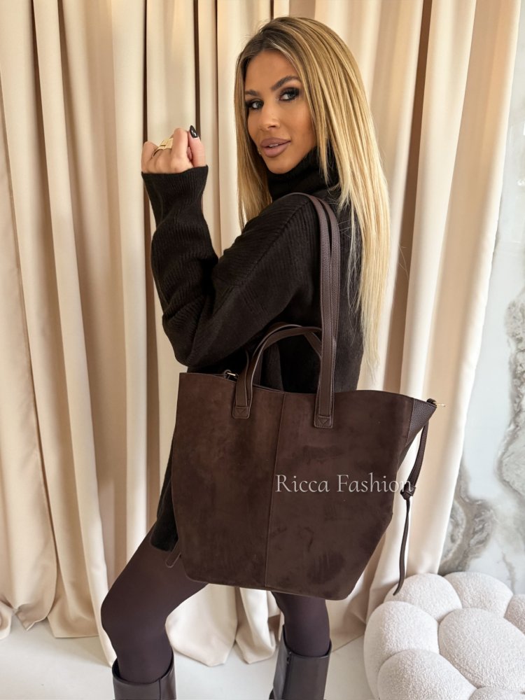 Torebka zamszowa ANIELLA, chocolate