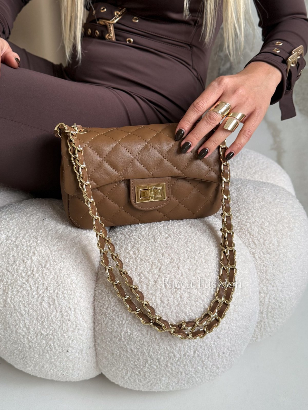 Torebka ze skóry naturalnej MUST HAVE, carmel