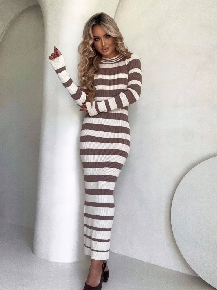 Sukienka VERSALITE, mokka-beż