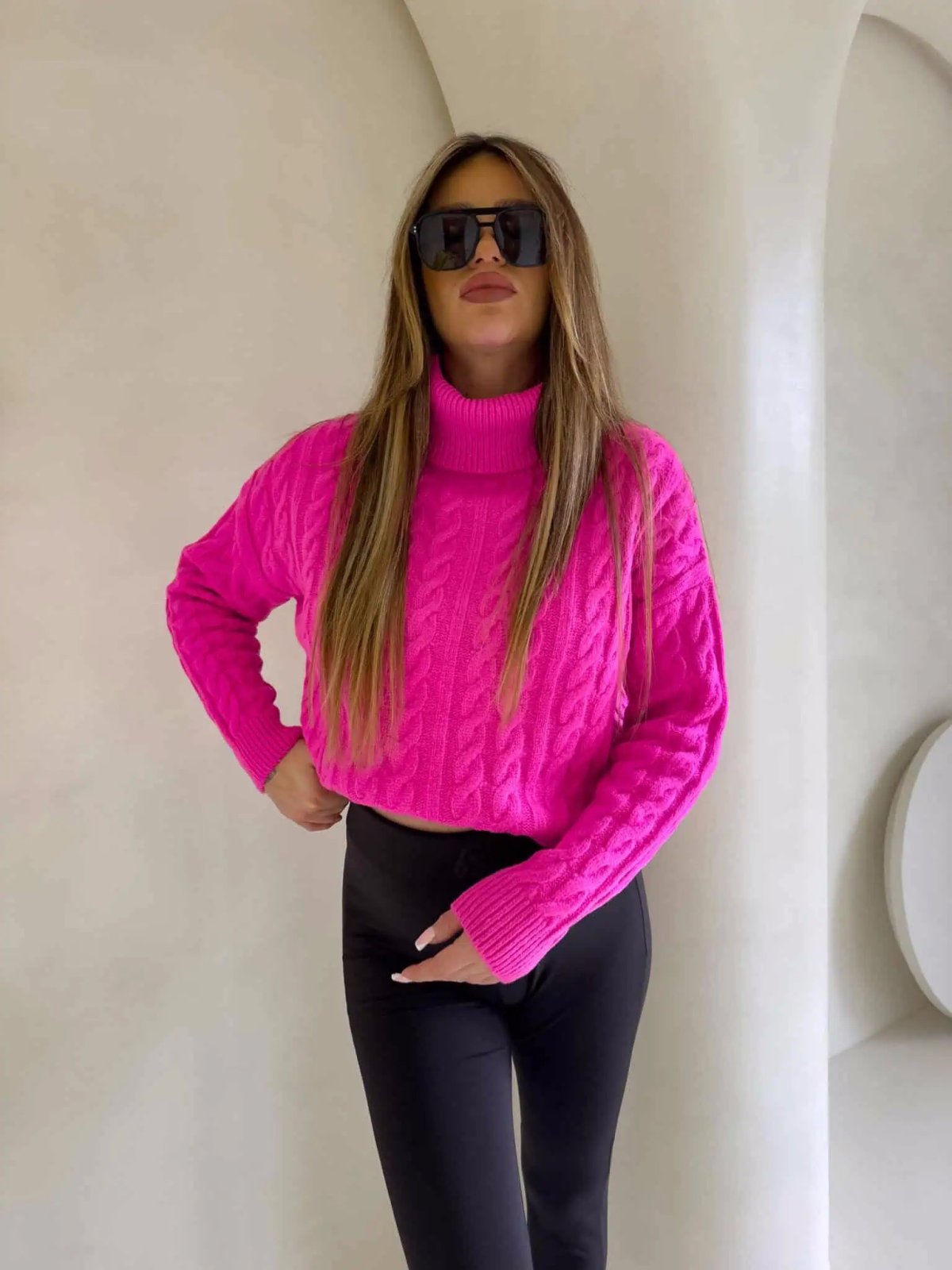 Sweter golf INKO, mocny róż