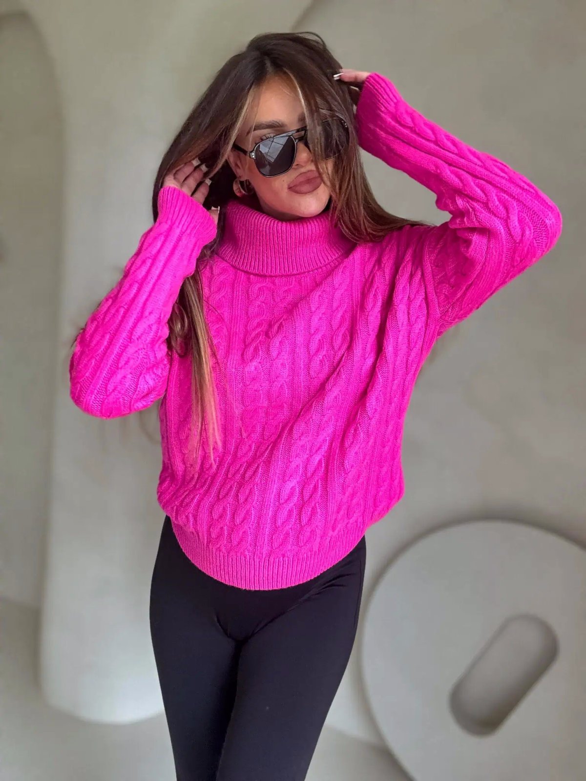 Sweter golf INKO, mocny róż