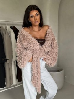 Bluzka KAIRA SHAGGY, jasny beż