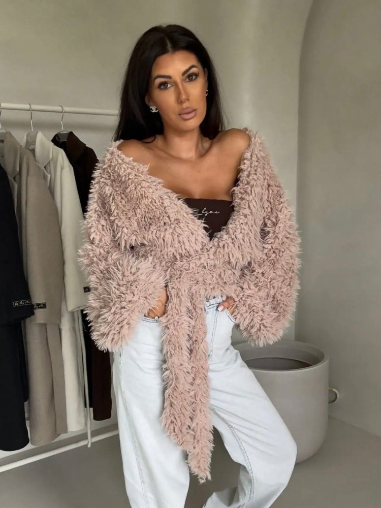 Bluzka KAIRA SHAGGY, jasny beż