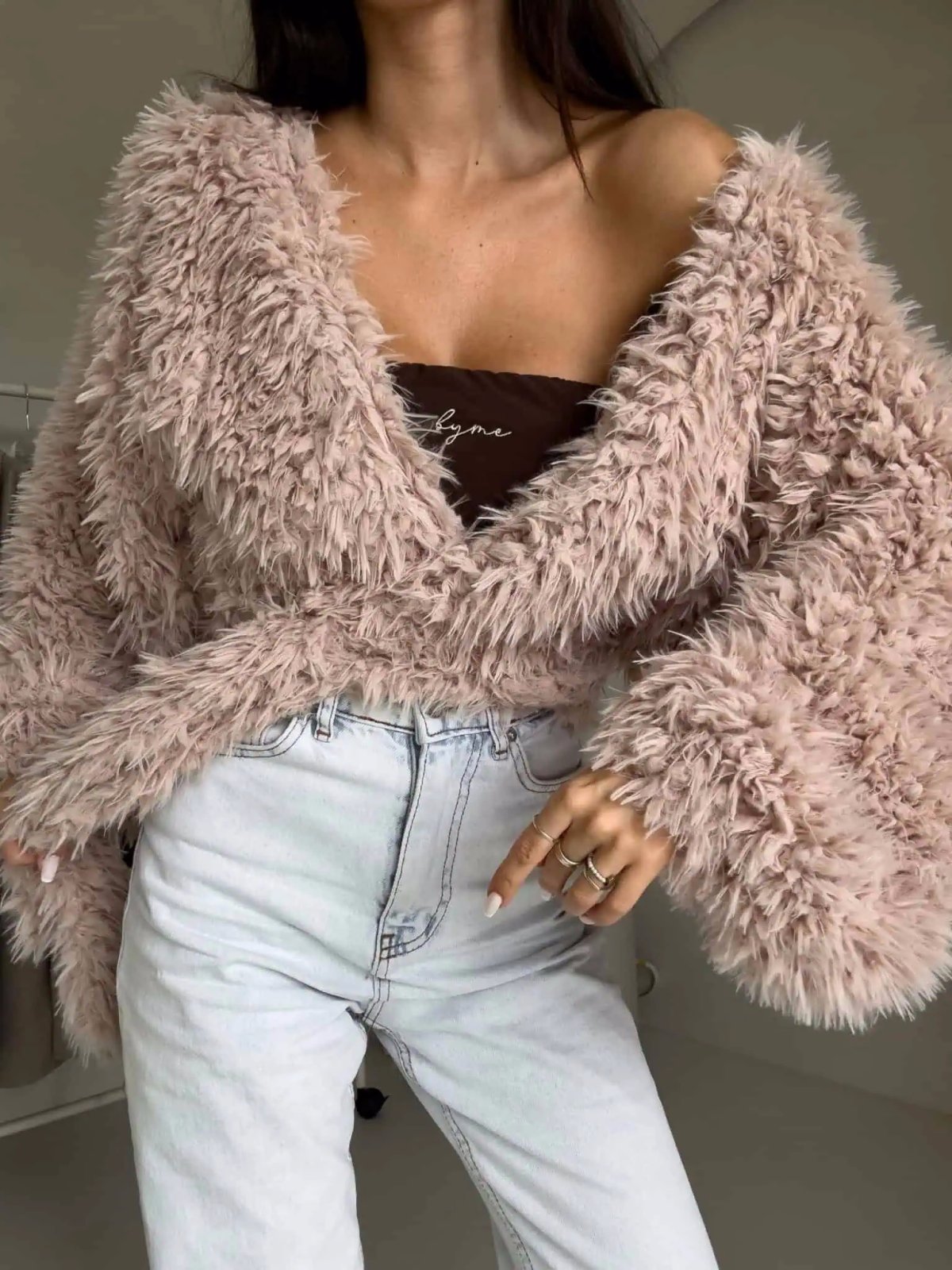 Bluzka KAIRA SHAGGY, jasny beż