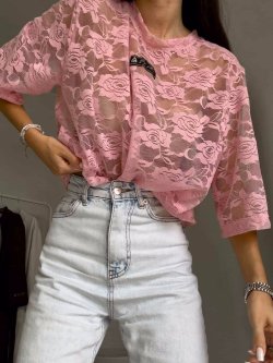 T-shirt MARMARIS II koronka, pudrowy róż