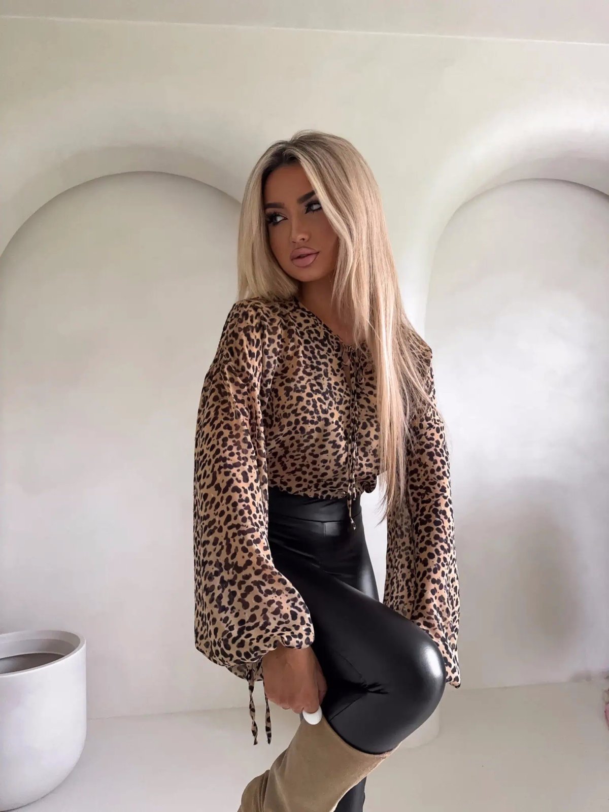 Bluzka LISBONA, panterka/beż-black