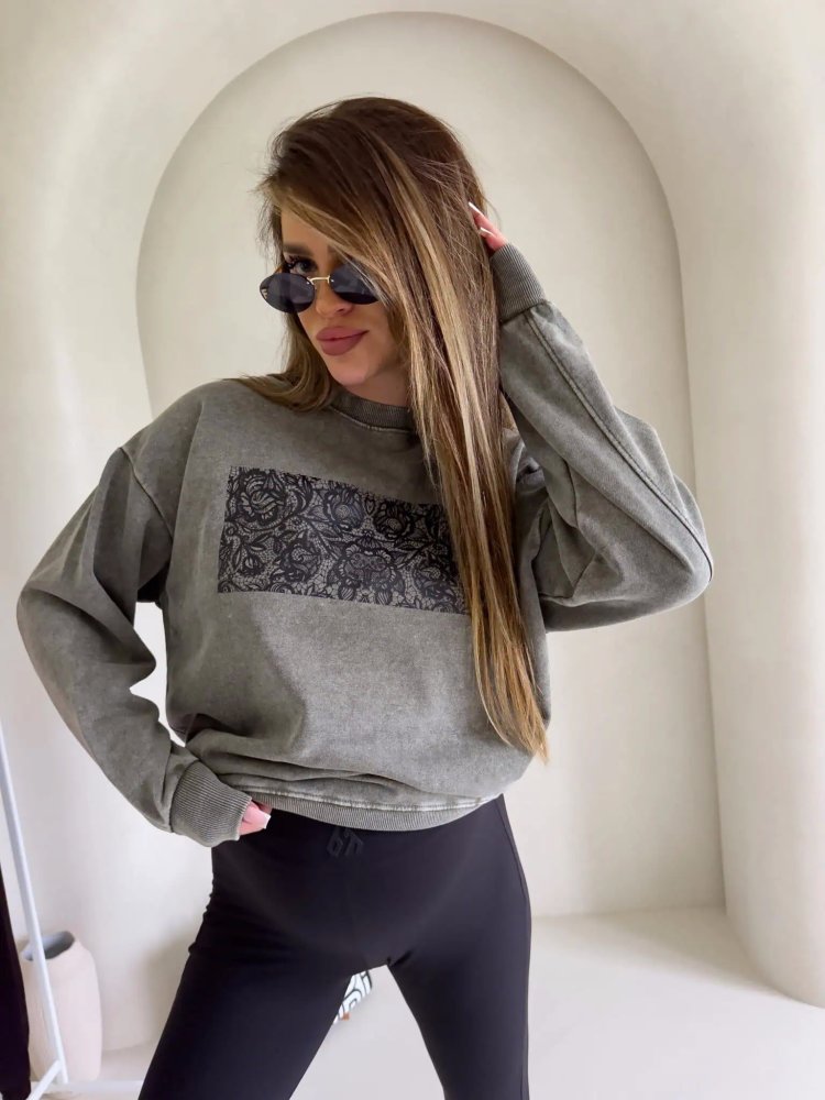 Bluza dekatyzowana KORONKA, khaki