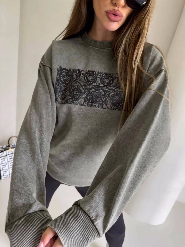 Bluza dekatyzowana KORONKA, khaki