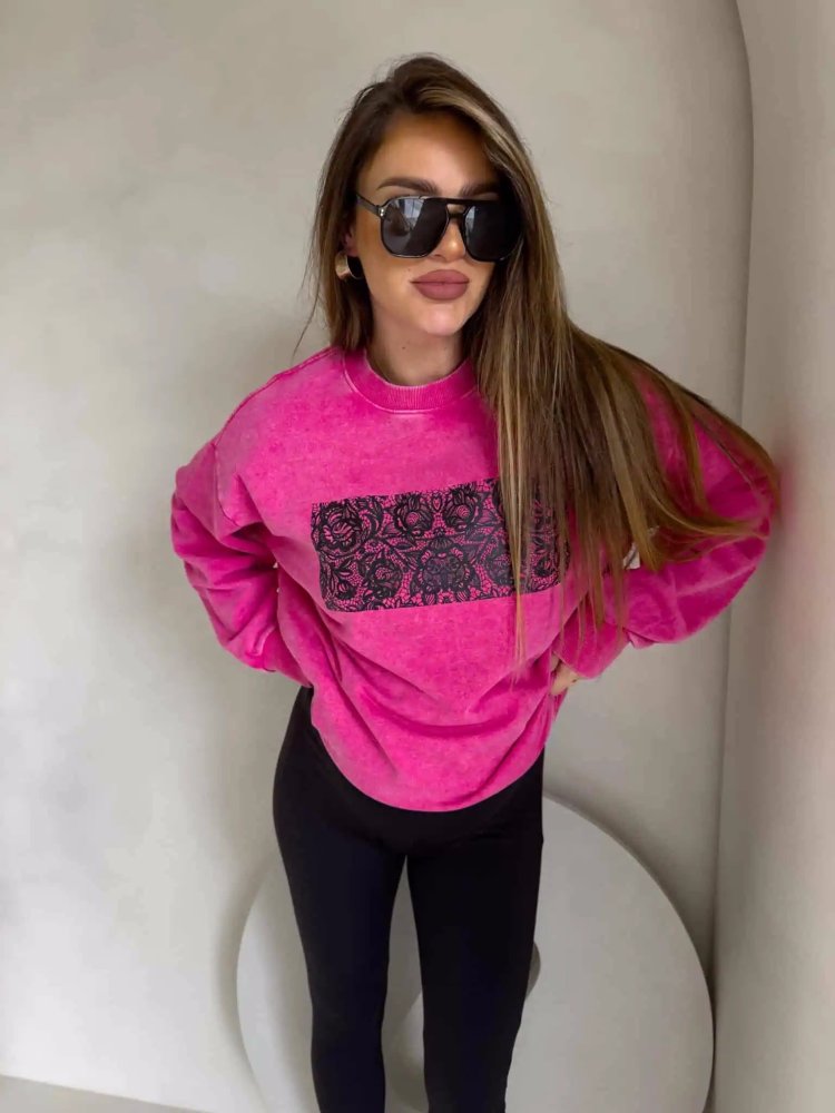 Bluza dekatyzowana KORONKA, róż