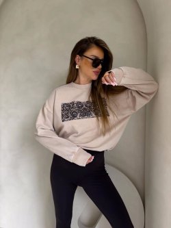 Bluza dekatyzowana KORONKA, jasny beż