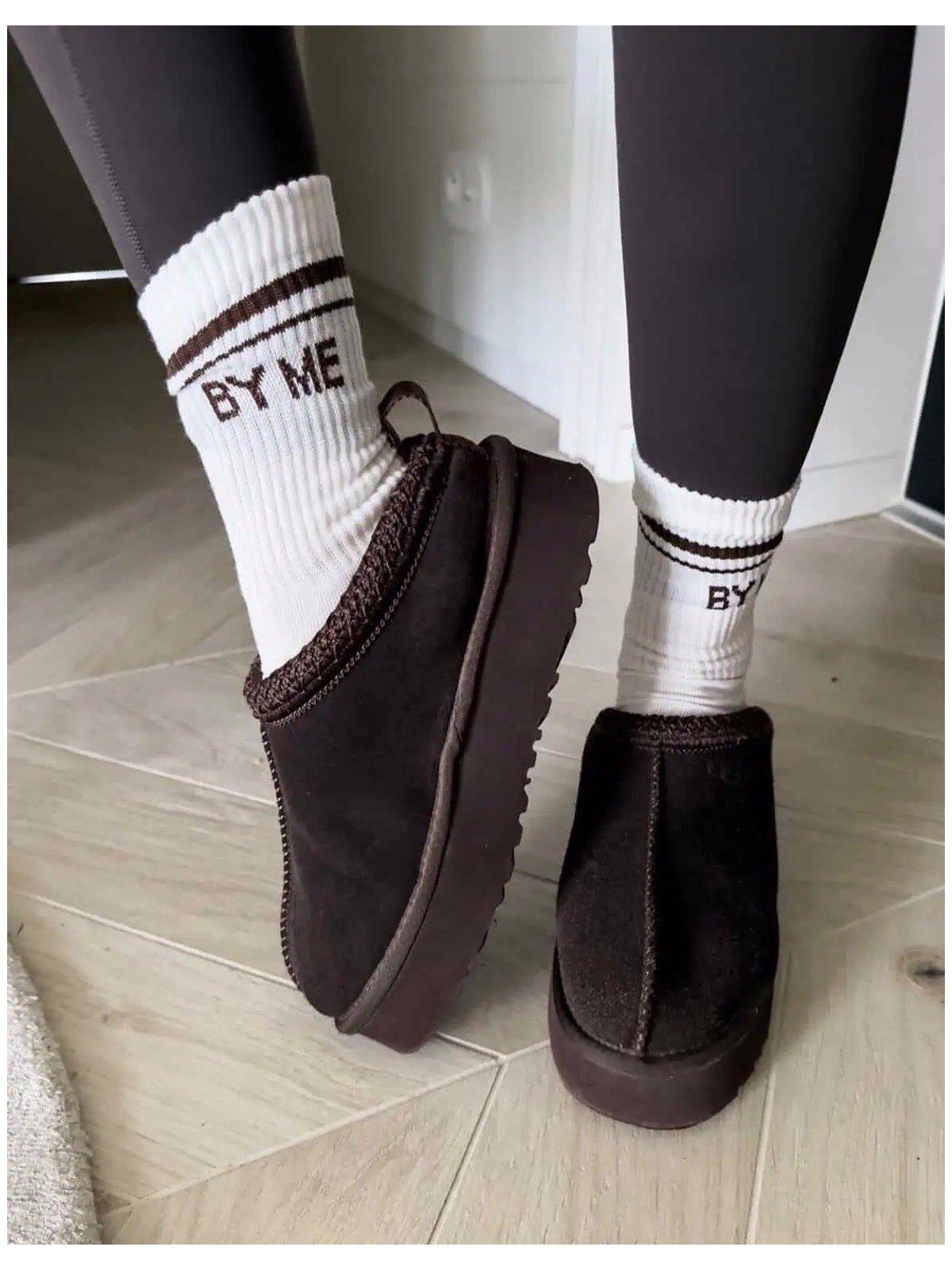 Skarpetki STRIPE, ecru/chocolate