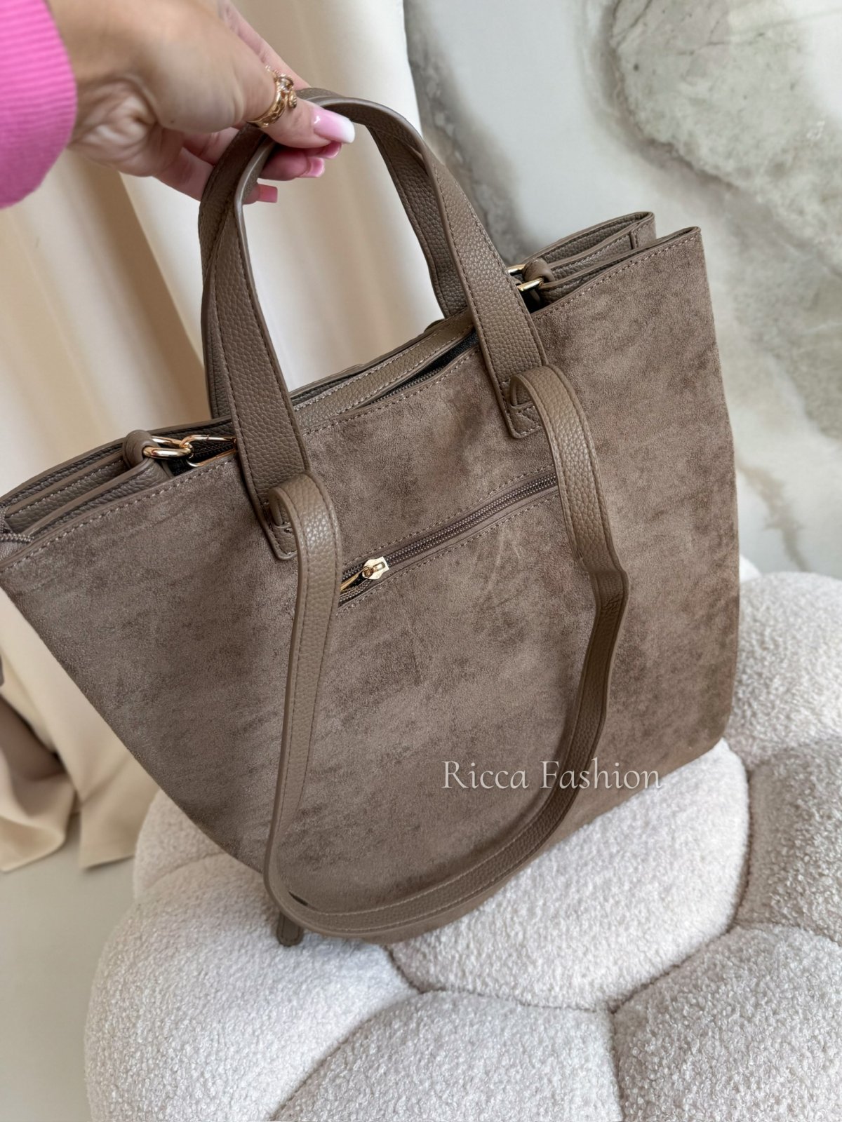 Torebka zamszowa ANIELLA, cappuccino