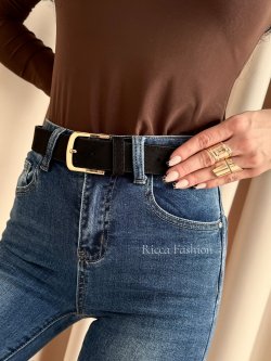 Pasek ze skóry naturalnej zamszowy NILLO, black