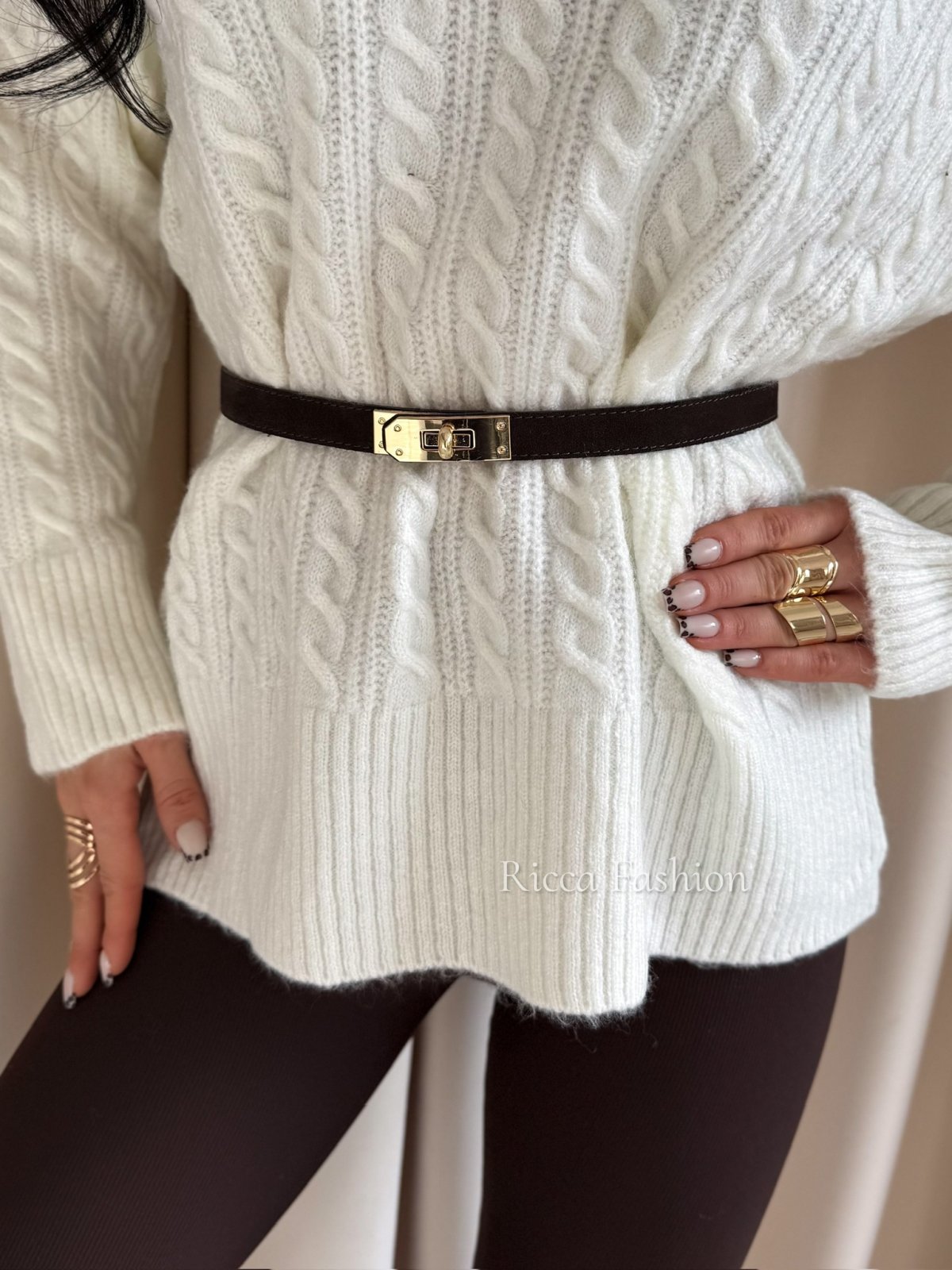 Pasek ze skóry naturalnej zamszowej HERMY, dark chocolate