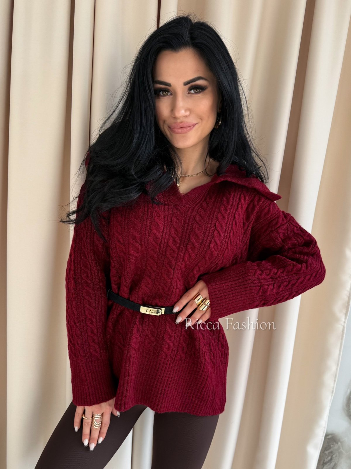 Sweter z wełną ANTONIO, bordo