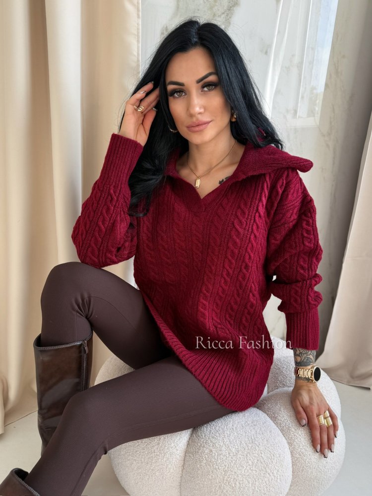 Sweter z wełną ANTONIO, bordo