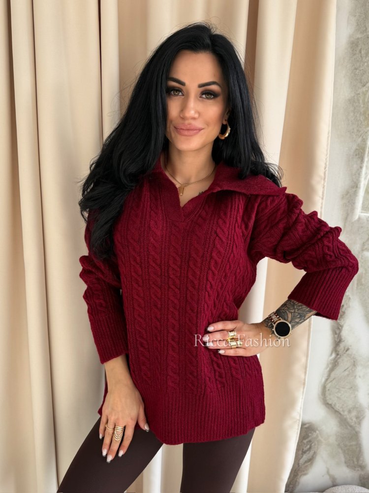 Sweter z wełną ANTONIO, bordo