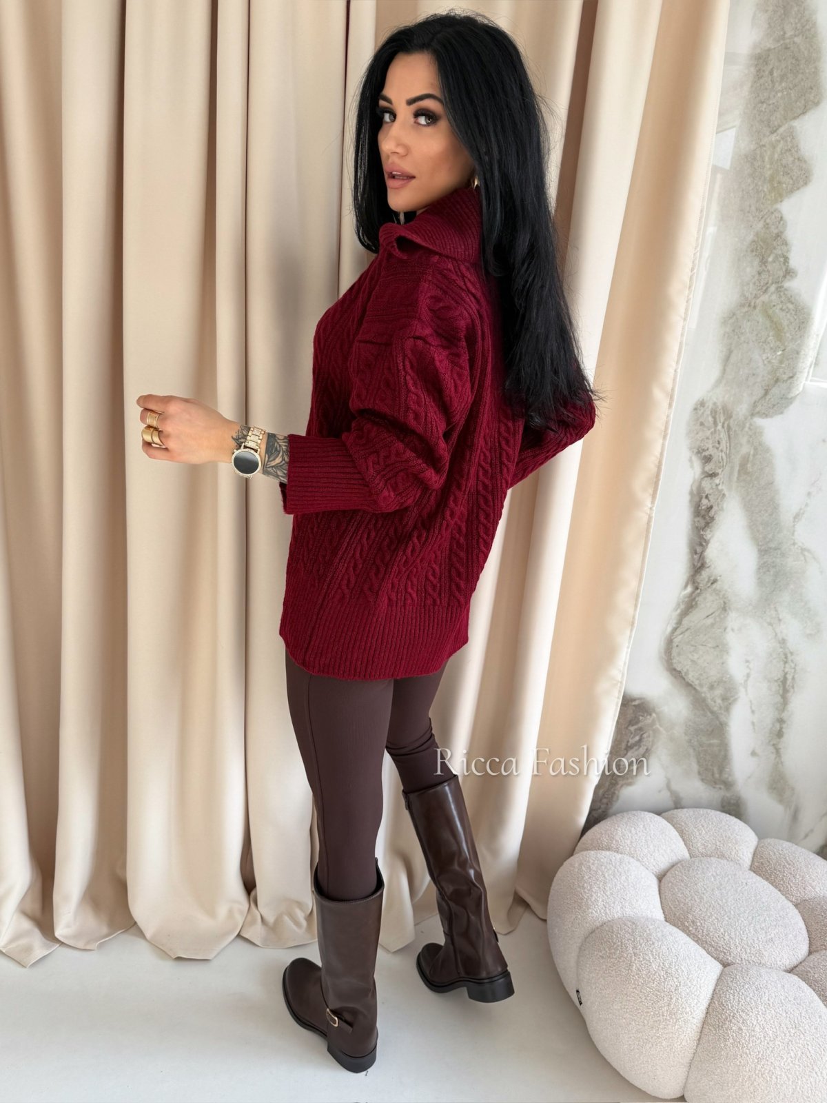 Sweter z wełną ANTONIO, bordo