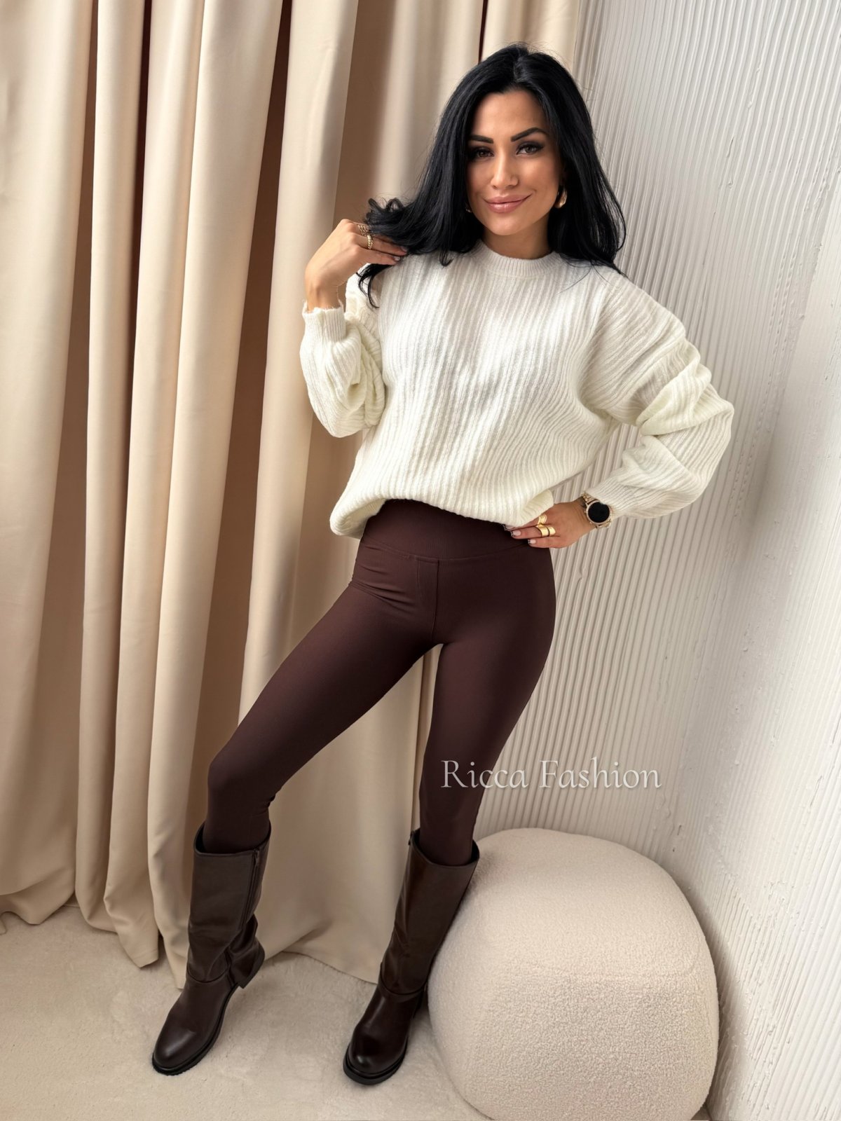 Sweter z moherem LAVELLE, ecru