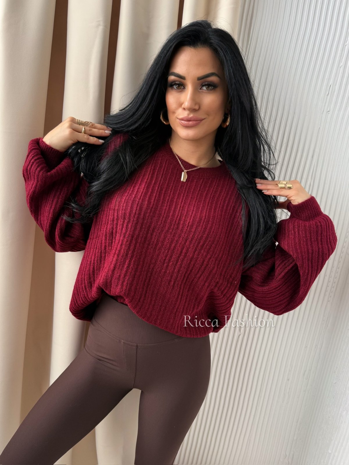 Sweter z moherem LAVELLE, bordo