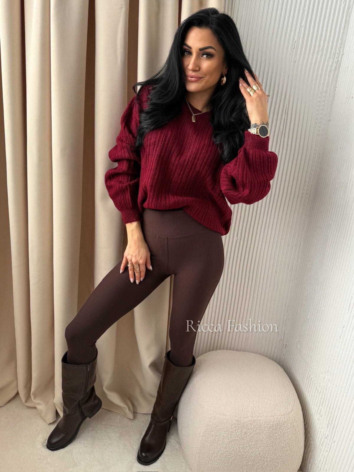 Sweter z moherem LAVELLE, bordo