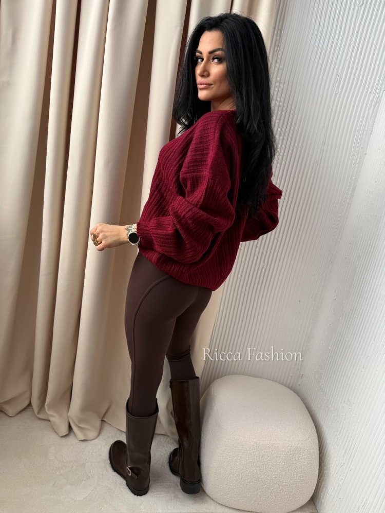 Sweter z moherem LAVELLE, bordo