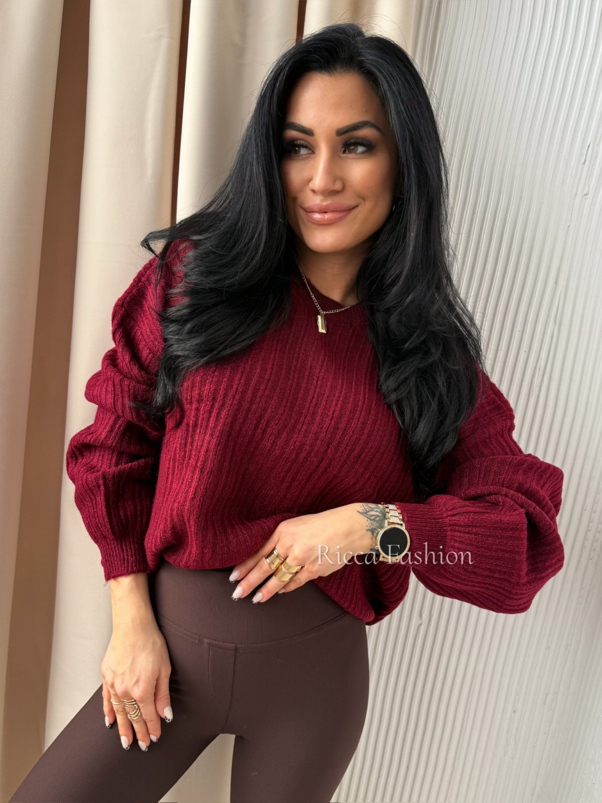 Sweter z moherem LAVELLE, bordo