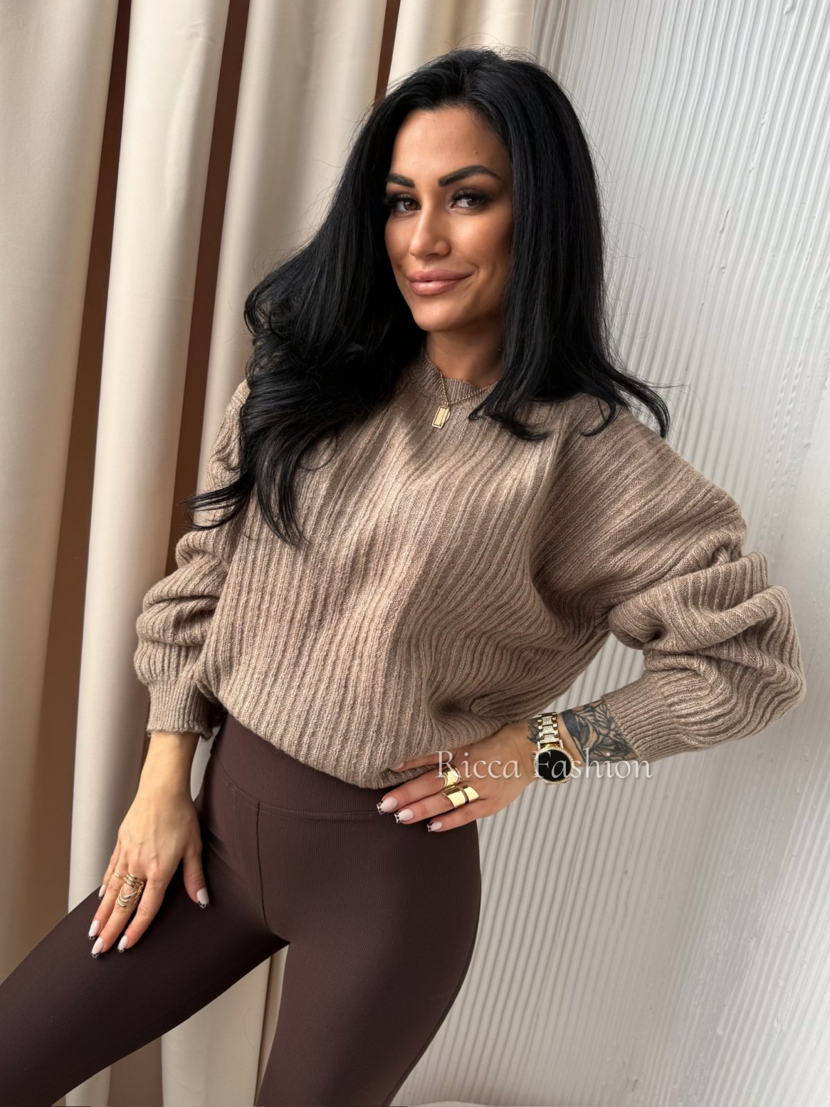 Sweter z moherem LAVELLE, mocca